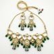 Handcrafted Emerald Green Kundan Statement Bridal Necklace Set